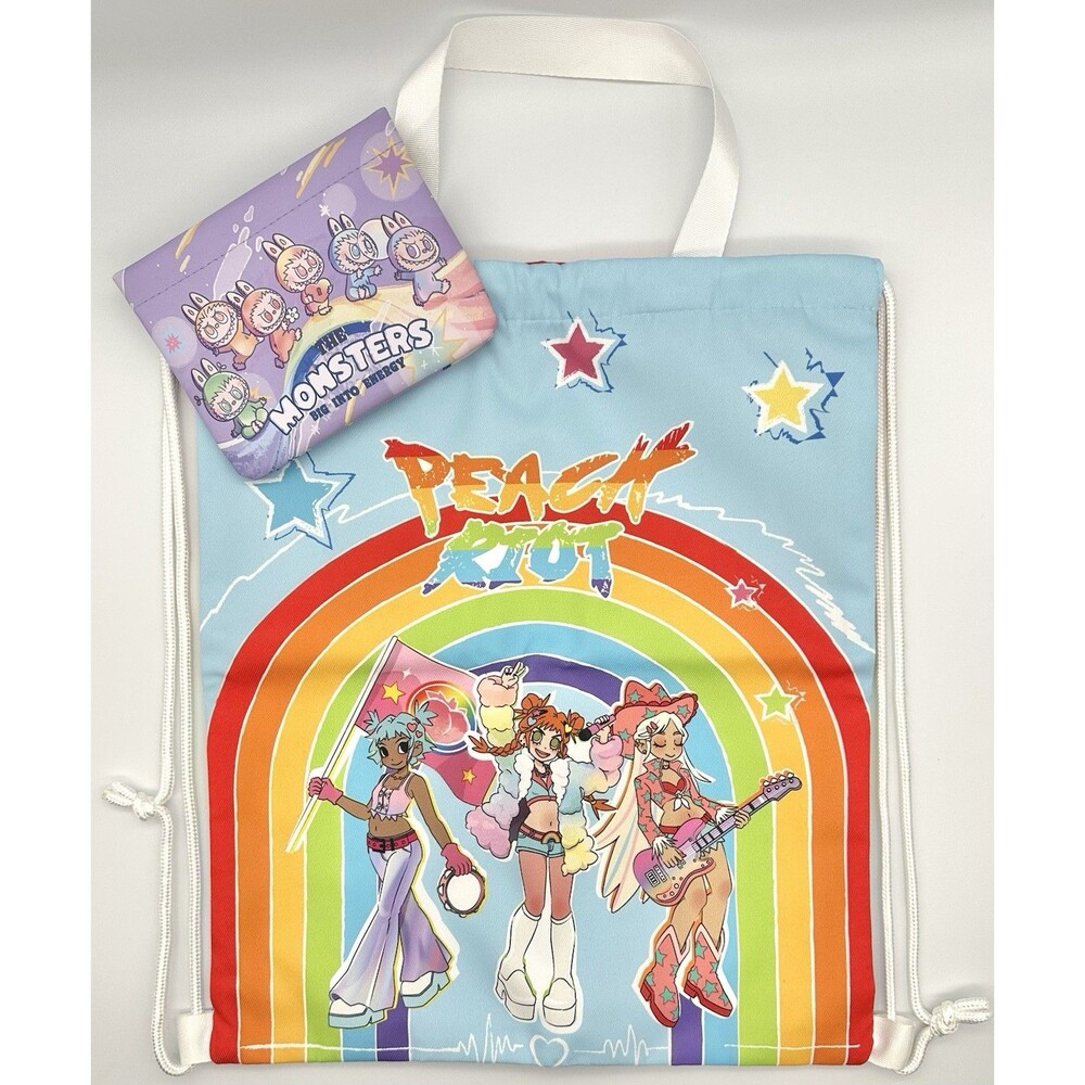 Pop Mart Peach Riot Rainbow Riot Backpack + The Monsters Big Into Energy Pouch